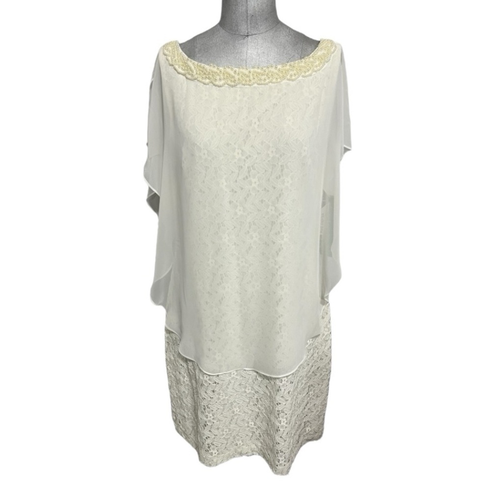 Studio One NY Ivory Special Occasions Collection Dress Floral Lace & Chiffon 16